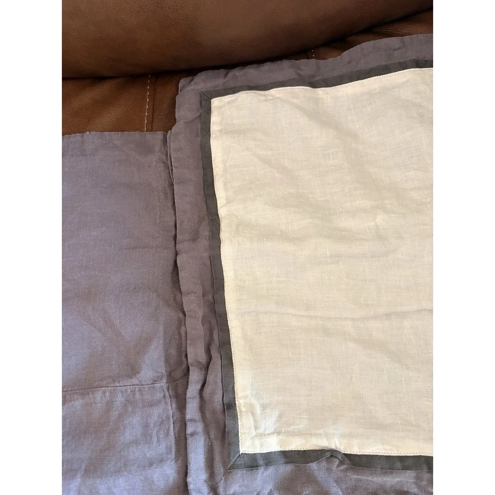 Peacock Alley Pillow 2 Pc Shams Textured Linen gray Made In Portugal LOOK